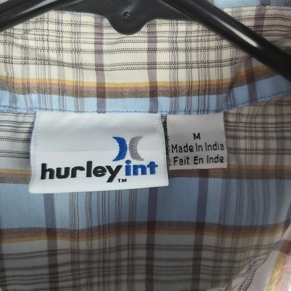 HURLEY short sleeve plaid button down shirt size Medium - Picture 5 of 6